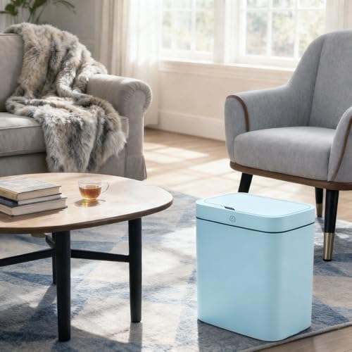 4 Gallon Automatic Sensor Trash Can - Small Smart Garbage Bin with Sealed Lid for Odor Control, Perfect for Bathroom, Kitchenette & Tiny Homes.2 Blue.