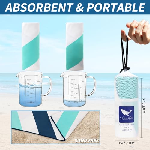 Whale Flotilla 6 Pack Quick Dry Beach Towels Oversized (35"x70"), Microfiber Sand-Free Beach Towel Set, Extra Large Compact Pool Travel Accessories, Navy/Black/Summer/Aqua/Blue/Purple - color: Navy/ Black/ Summer/ Aqua/ Blue/Purple, size: 70.00" x 35.00"