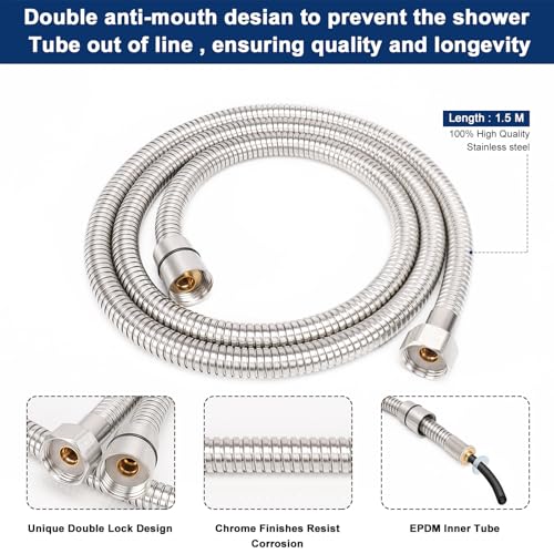 NearMoon Hand Held Shower Head, Luxury High Pressure Shower Kit with Wall Connector and Hose Set, for Bathroom Showering System Contemporary Square Style (Chrome Finish) - color: Chrome Finish