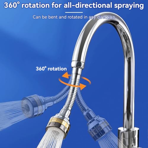 Sink Faucet Sprayer Attachment, Rotatable Faucet Sprayer Head | 360 Degree Swivel, 3 Mode Adjustable, Splash Proof Faucet Aerator, Spray Head, for Home Kitchen Bathroom, Extended Length - color: Extended Length