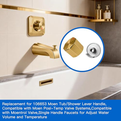 All Metal Replacement for Moen Tub/Shower Lever Handle, Compatible with Moen Posi Temp Shower Handle and for Cartridge,Single Handle Faucets for Adjust Water Volume and Temperature,Knob Gold - color: Knob Gold