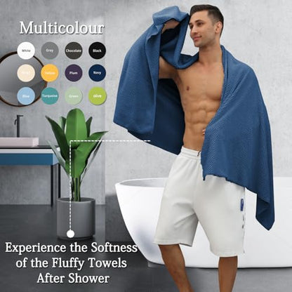 Hailea Navy Bath Towels Set 35x70 Inches - Luxury 600 GSM Oversized Bath Sheet Towel,Extra Large Microfiber - Quick Dry,Highly Absorbent,Super Soft Shower Towels Spa Hotel Bathroom Towel Set (4-Pack) - color: Navy Blue, size: 4-Piece Set