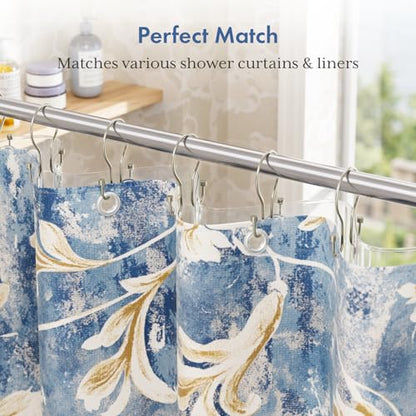Bathway Shower Curtain Hooks Nickel Shower Curtain Rings with Cylindrical Design, 12Pcs Metal Shower Curtain Hooks Rust Proof, Smooth Glide Double Shower Hooks Rings for Shower Curtain - color: Brushed Nickel, style: Minimalist Shower Hooks with Cylinders
