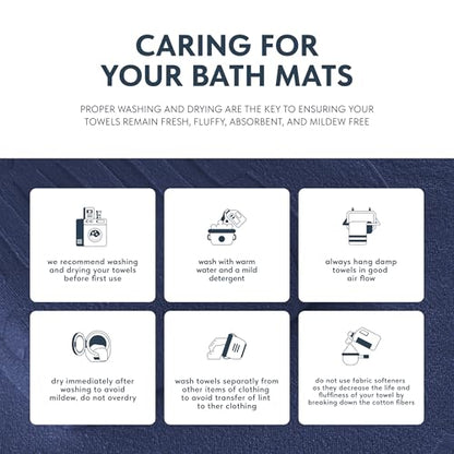 White Classic Luxury Bath Mat Floor Towel Set - Absorbent Cotton Hotel Spa Shower/Bathtub Mats [Not a Bathroom Rug] 22"x34" | 2 Pack | Navy Blue - color: 14: Navy Blue