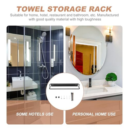 TOYANDONA Nail-Free Adhesive Bathroom Towel Rack 40cm Space Aluminum Wall-Mounted Single Bar Black for Bathroom Towel Storage and Washcloth Hanging