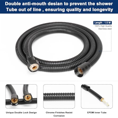 NearMoon HandHeld Shower Head, Luxury High Pressure Shower Kit with Wall Connector and Hose Set, for Bathroom Showering System Contemporary Square Style (Matte Black) - color: Matte Black