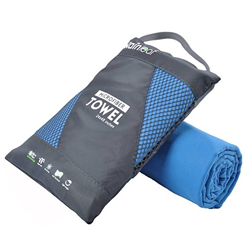 Rainleaf Microfiber Towel Quick Dry Camping & Travel & Gym Towel. Compact | Super Absorbent, Lightweight, Fast Drying. Suitable for Beach, Bath, Backpacking, Hiking, Swim.