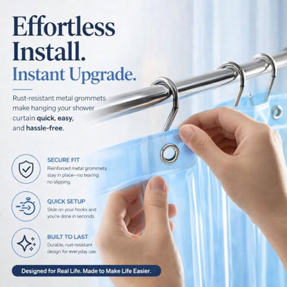 EHZNZIE Clear Blue Shower Curtain Liner 72x72, PEVA Waterproof Bath Curtain, No Chemical Smell, 3 Weighted Magnets, Durable with Rustproof Metal Grommets - color: Clear Blue, size: 72"W x 72"L (Pack of 1)