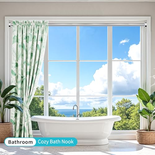 Shower Curtain Rod 34-80 Inches Never Rust Stainless Steel Tension Curtain Rod Adjustable Shower Rod Spring Tension Non-Slip No Drilling Shower Rods for Bathroom Window - color: Stainless Steel, size: 34”-80“
