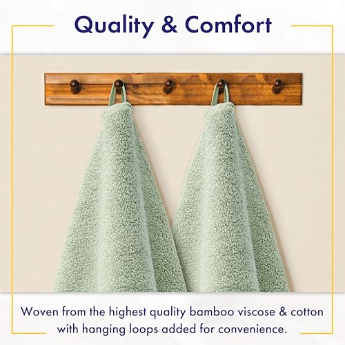 Alusa Home Ultra Soft & Plush Viscose from Bamboo Bath Towels - 700 GSM Luxury Bath Towels - 6 Piece Set - Super Absorbent & Quick Drying (Eucalyptus Green) - color: Eucalyptus, size: 6pc Towel Set