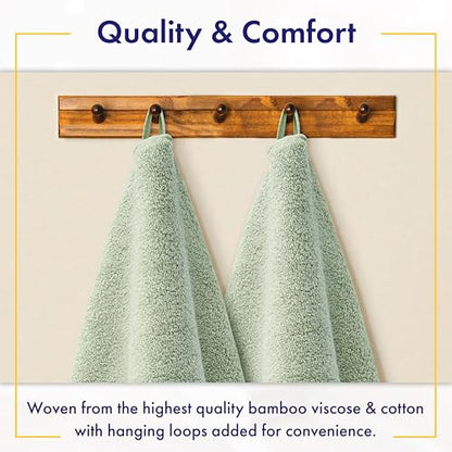 Alusa Home Ultra Soft & Plush Viscose from Bamboo Bath Towels - 700 GSM Luxury Bath Towels - 6 Piece Set - Super Absorbent & Quick Drying (Eucalyptus Green) - color: Eucalyptus, size: 6pc Towel Set