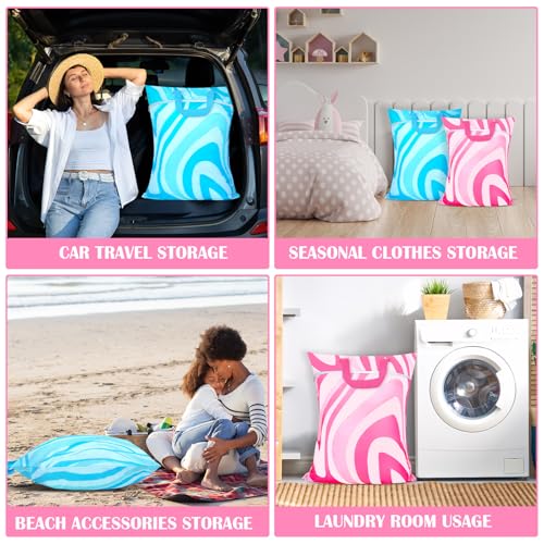 2 Pcs Large Travel Laundry Bags - Waterproof with Handle, Washable Dirty Clothes Bags for Travel, Wet & Dry Bag, Bathing Suit & Gym Clothes Laundry, Swimming Pool & College Dorm - color: Abstract Wavy