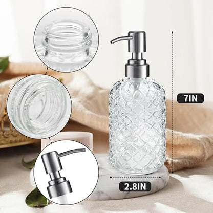 Kaishun 14 OZ Refillable Glass Soap Dispenser for Hand Soap & Lotion, Clear - color: Clear