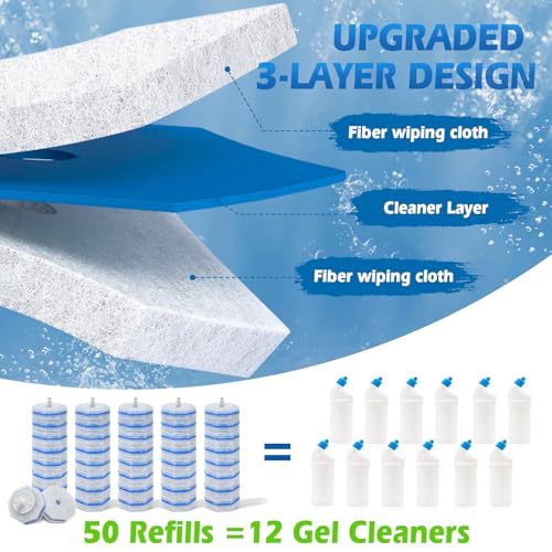 50 Count Disposable Wand Refills, Replacement Scrubber Pads Compatible with Clorox Wand, High Density Cleaning Pads for Bathroom Ceramic Surfaces
