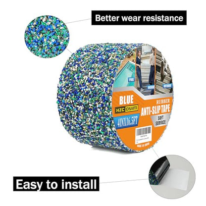 Pool Rubber Grip Tape 4" x 16.5ft -Blue Anti Slip Tape, Step Grips for Pool Sides, Showers, Bathroom,Stairs Outdoor, and Wet Areas (4inches X 16.5feet) - size: 4inches X 16.5feet