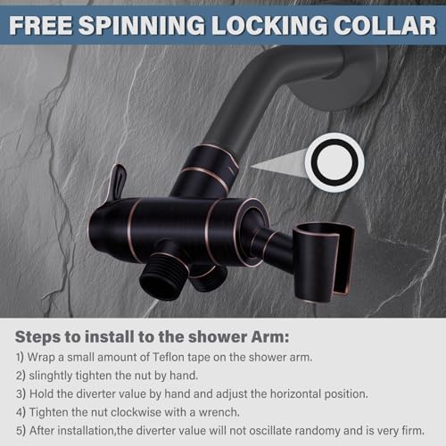 Shower Arm Diverter with Handshower Mount, G1/2 Brass 3 Way Diverter Valve Bathroom Universal Shower System Replacement for Handheld Shower and Fixed Shower Head, Oil Rubbed Bronze - color: Oil Rubbed Bronze