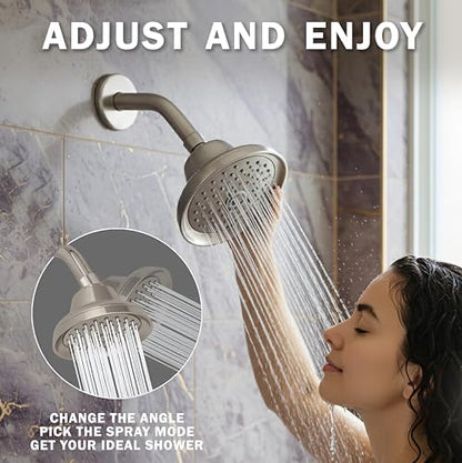 Massage Shower Head With Mist - 1.8 GPM - Brushed Nickel | High Pressure Boosting, 6 Function Adjustable Massaging Rainfall Showerhead For Low Flow Baths With Water Saving Nozzles - color: Brushed Nickel, size: 1.8 GPM