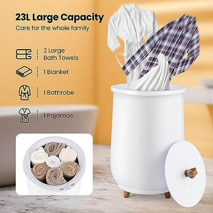 S AFSTAR 23L Towel Warmers for Bathroom - Large Luxury Towel Warmer Bucket with 3 Heat Modes, 4 Timer Settings, Fragrance Disc Holder, Auto Shut Off, Towel Heater for Blankets, Bathrobes (White) - color: White
