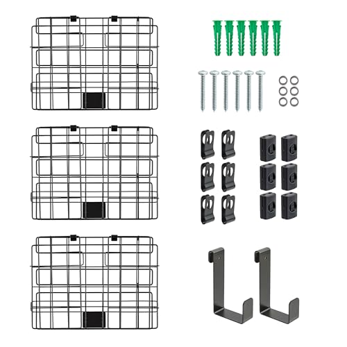 IRIS USA Over The Door Organizer, 3 Pack, Hanging or Wall Mount Wire Basket | Spice Rack Bathroom Cabinet Closet Laundry Pantry Door Organizer, Wall Baskets, Durable Easy Assembly - style: Hanging Basket - 3 Pack