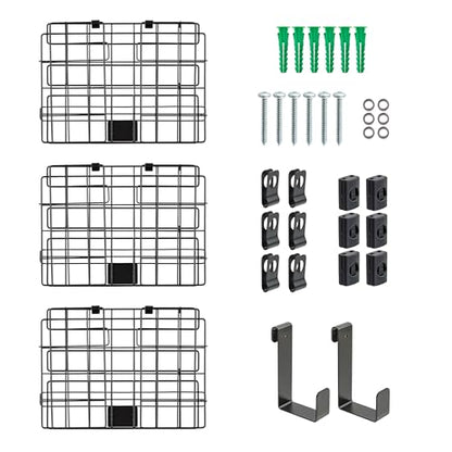 IRIS USA Over The Door Organizer, 3 Pack, Hanging or Wall Mount Wire Basket | Spice Rack Bathroom Cabinet Closet Laundry Pantry Door Organizer, Wall Baskets, Durable Easy Assembly - style: Hanging Basket - 3 Pack