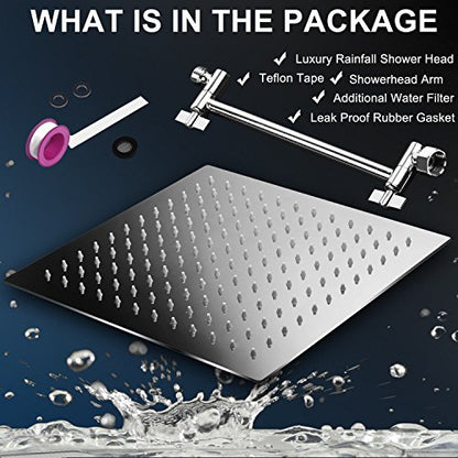 12 Inch High Pressure Showerhead with 11 Inch Arm - color: Chrome