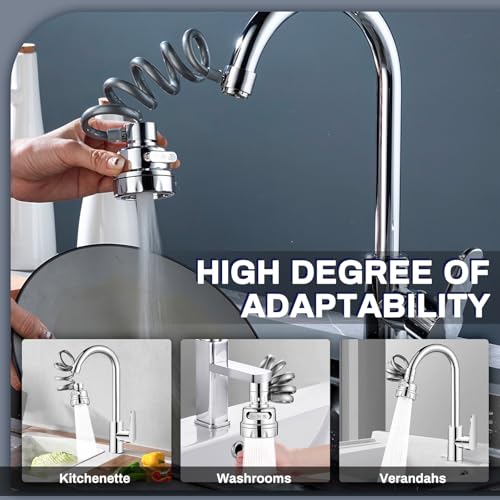 Sink Faucet Sprayer Attachment, 3 Water Outlet Modes, Silver | Faucet Extender Aerator, Stretchable Hose, Kitchen Water Saving Sink Sprayer Head, For Wash Hand Hair Face