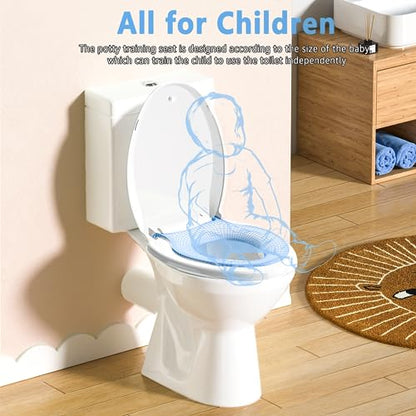 Aünsffer Family Toilet Seat Elongated, Built-in Toddler Potty Training Seat, Baby Toilet lid 2 in 1 Soft Close Quiet with Magnet, Easy Clean PP Material Safe and No Loosen (White Elongated 18.5 Inch) - color: White, size: Elongated 18.5inch with Baby Seat