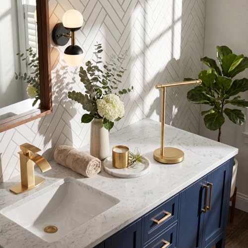 Hoimpro Hand Towel Holder Stand Bathroom Towel Bar Rack Countertop Gold | Brushed Gold, Free Standing Towel Hanger Ring for Bathroom Kitchen Vanity Counter,13 Inch, Stainless Steel, Bath Accessories - color: Brushed Gold