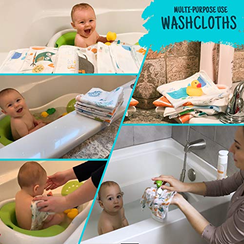 Baby Swaddle Blanket and Washcloths Set,12 Pieces Muslin Cotton Baby Swaddle Wrap and Wash Cloths Unisex for Boys and Girls, 4 Pack for 40 x 40 Inches and 8 Pack for 8 x 10 Inches - color: Animal Friends