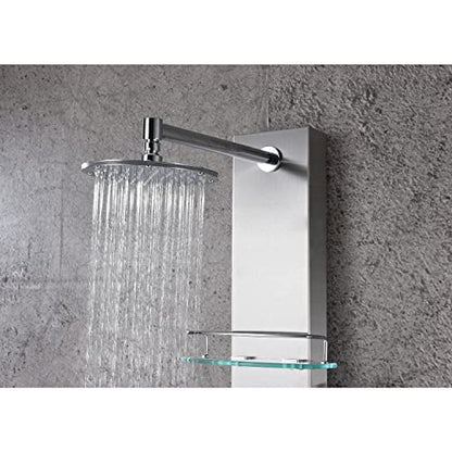 ANZZI Shower Head Panel Tower System | Coastal | Brushed Stainless Steel | Includes One 1 Field Full Body With Dual Level Deco Glass, Free-Reign Euro Grip Handheld Sprayer With 60 In. Hose - color: Brushed Steel, style: 2 Jets