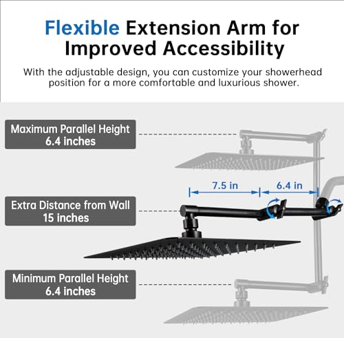 G-Promise All Metal 12 Inches Rainfall Shower Head with Handheld Combo | All Metal, Built to Last, Easy Install, Adjustable Height & Angle for All Heights, Extra Long Hose, Modern Upgrade - color: Oil Rubbed Bronze, size: 12 Inches