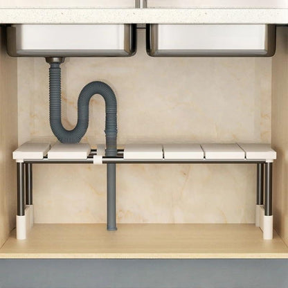 1 Stainless Steel Expandable Kitchen Sink Storage Rack Cabinet Storage Multi-layer Multifunctional Internal Layered Storage Rack(Monolayer 2pcs) - color: Monolayer 2pcs