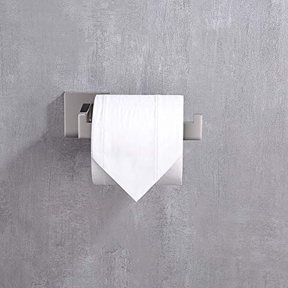 TASTOS Polished Chrome Toilet Paper Holder SUS304 Stainless Steel, Modern Square Half Open Bathroom 5 inch TP Holder Wall Mount Rustfree Tissue Roll Dispenser for Washroom Kitchen 2 Pack - color: Polished Chrome, size: Square (2 pack)