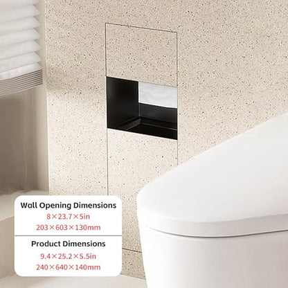 Recessed Toilet Paper Holder,Hidden Wall-Mounted Tissue, Trash Can Niche,Recessed Stainless Steel Wall Niche,Dispenser and Built-in Organizer,9.4 * 25.2 * 5.5in - size: 9.4*25.2*5.5in