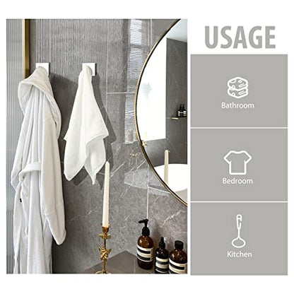 VIS'V Adhesive Towel Hooks, Shower Wall Stick on Hooks, White, 4 Pcs | Metal Material, Compact Design, Peel and Stick, 2 Extra Adhesive Strips, for Bathroom Kitchen Livingroom Office RV - color: White