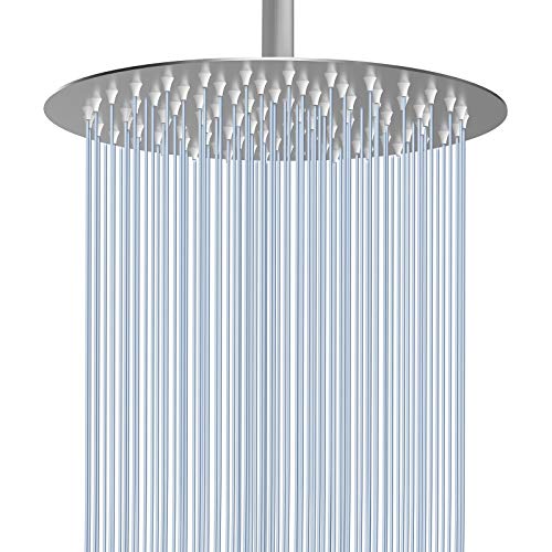 Voolan Rain Shower Head, High Pressure High Flow All Metal Rainfall Shower Head, Ultra-Thin Design-Pressure Boosting, Universal Wall and Ceiling Mount (10 Inch, Brushed Nickel) - color: Brushed Nickel, size: 10 Inch