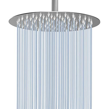 Voolan Rain Shower Head, High Pressure High Flow All Metal Rainfall Shower Head, Ultra-Thin Design-Pressure Boosting, Universal Wall and Ceiling Mount (10 Inch, Brushed Nickel) - color: Brushed Nickel, size: 10 Inch