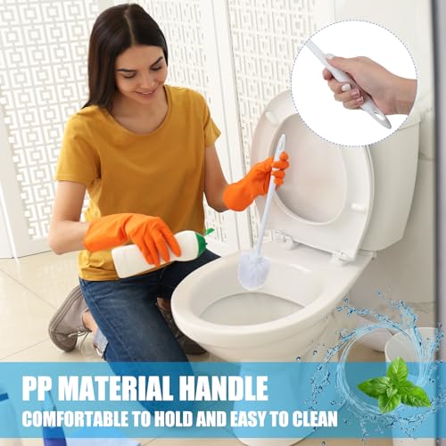Tioncy 30 Pcs 14.2 Inch Toilet Brushes for Bathroom Bowl Scrubber | Long Handle Deep Cleaning, Commercial Scrub Bristles, Bulk Value for Bathroom Supplies, White Durable Toilet Scrubber