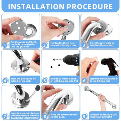 Stainless Steel Shower Grab Bar Bathroom Handle 2Pack | 304 Stainless Steel Grab Bar Available in 18 Inch Sizes for Shower and Bathtub Installation - size: 1.25 Diameter; 18Inch length