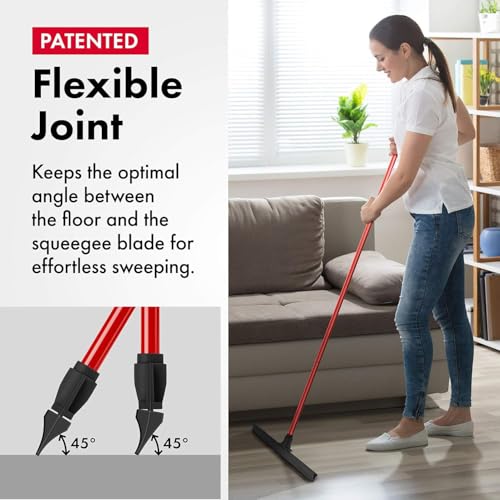 Heavy-Duty Floor Squeegee - Large 24" Wide Blade & 55" 1PC Long Handle Professional Grade Concrete, Garage & Commercial Rubber Squeegee Broom Floor Cleaner - Wood, Tile, Shower, Glass, Deck, Window - size: 24 Inch Blade - 1 Piece Handle