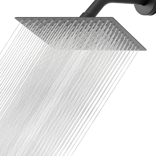 NearMoon Rain Shower Head, High Flow Stainless Steel Rainfall Shower, High Pressure Design, Awesome Shower Experience Even At Low Water Flow (12 Inch Rectangle, Matte Black) - color: Matte Black, size: 12*8 Inch