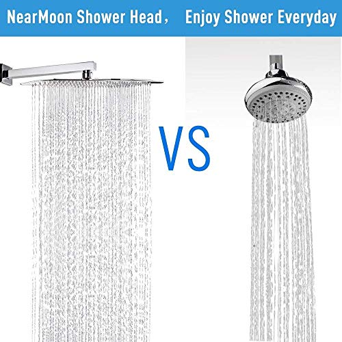 NearMoon Rain Shower Head, High Flow Stainless Steel Square Rainfall Shower, Waterfall Bath Shower Body Covering, Ceiling or Wall Mount (12 Inch, Chrome Finish) - color: Chrome Finish, size: 12 Inch Square