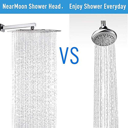 NearMoon Rain Shower Head, High Flow Stainless Steel Square Rainfall Shower, Waterfall Bath Shower Body Covering, Ceiling or Wall Mount (12 Inch, Chrome Finish) - color: Chrome Finish, size: 12 Inch Square
