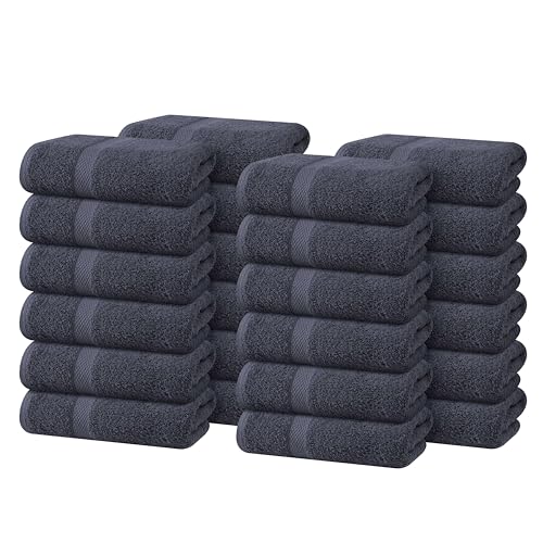 Hand Towel Set of 24-100% Cotton Ultra Soft Highly Absorbent Washable Reusable 600 GSM Lighter Weight, Quick Dry Towels for Bathroom Gym Kitchen Hotel Spa - 16x27 Inch Hand Towels Grey - color: Grey, size: Pack of 24