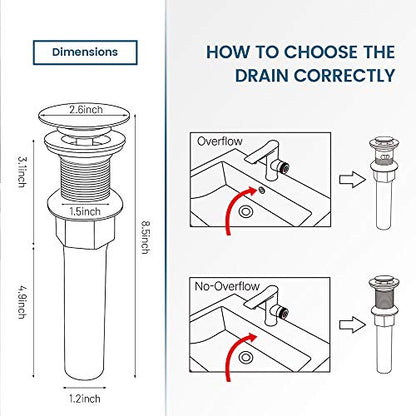 Bathroom Sink Drain, Vessel Sink Pop Up Drain with Detachable Basket Stopper,Anti-Explosion and Anti-Clogging Drain Strainer, Sink Drain Assembly Without Overflow Oil Rubbed Bronze, REGALMIX RWF082C - color: Oil-rubbed Bronze, size: Without Overflow