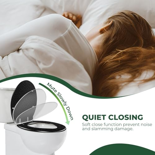 Elongated Resin Toilet Seat, Quietly Close Quick Release Hinges Cover | Toilet Lid Cover Easy to Clean and Install, Black leather sample Heavy Duty Toilet Seat - color: pattern6, size: V-shape
