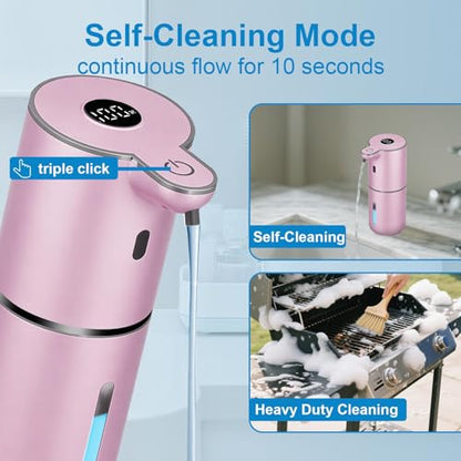 OHIFAST Automatic Liquid Soap Dispenser Touchless, USB Rechargeable Smart Hand Soap Dispenser, 6-Level Adjustable, 12.8oz/380mL Wall Mounted for Bathroom Kitchen Accessories Dish Soap-Rose Gold - color: Rose Gold, style: Liquid