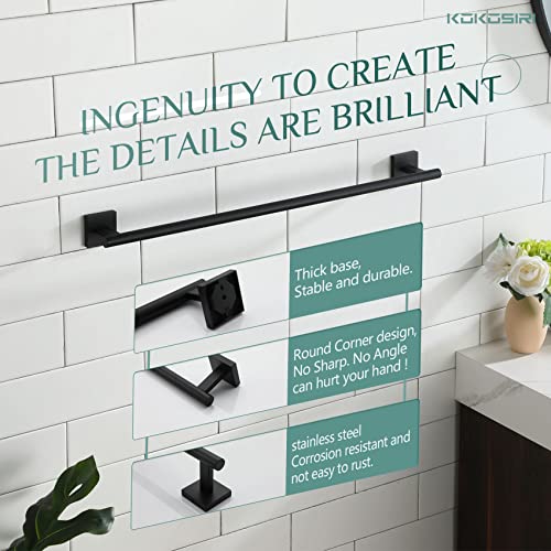 KOKOSIRI Towel Rails Bathroom Towel Bars Matte Black 24 Inch Bath Towel Holder for Cabinet Kitchen Wall, 2 Pack Stainless Steel B4005BK-L24-P2 - color: Matte Black, size: 24-Inch (2 Pack)