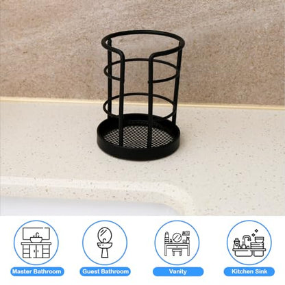 HillSpring Metal Bathroom Cup Dispenser, Sturdy Storage Holder for 3/4 oz Small Disposable Paper Cups, Black Paper Cup Dispenser for Mouthwash 2 Pack