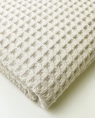 Lycia Turkish Cotton Waffle Bath Towel Set of 2 – Ultra-Soft, Quick-Dry, and Lightweight Large Bathroom Bath Towels for Home & Spa, Cotton, Absorbent Waffle Weave Design (Eggnog)